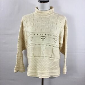Tivoli Ivory Long Sleeve Cotton Knit Sweater Size M